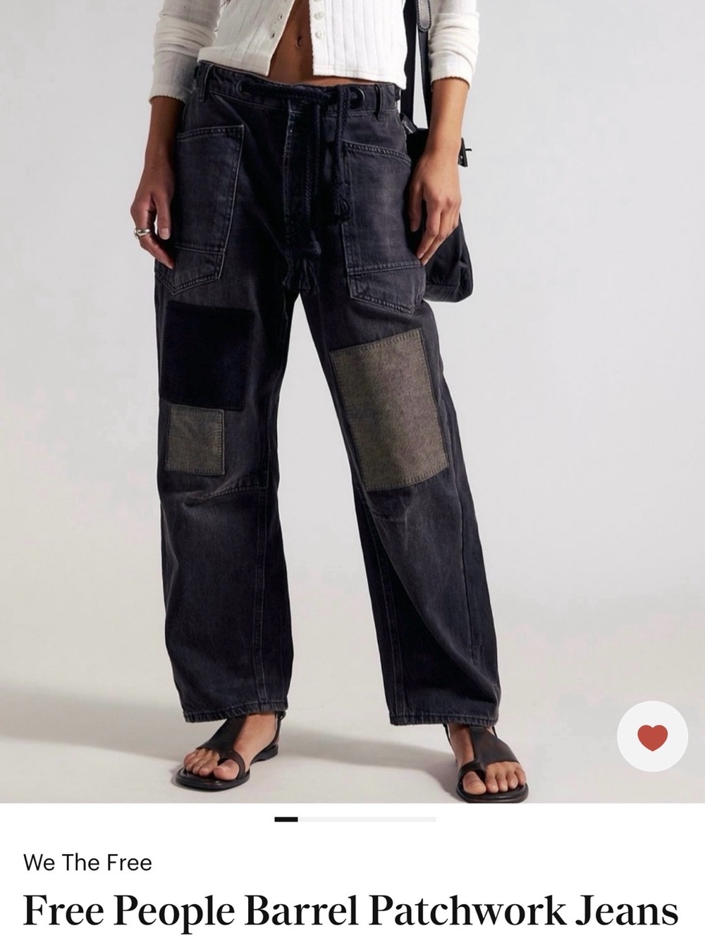 We The Free Black Patchwork Barrel Jeans